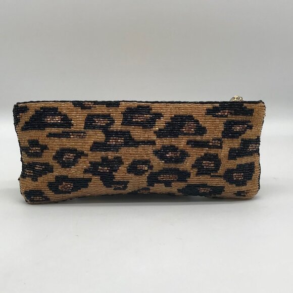 Neiman Marcus Leopard Beaded Satin Clutch - Picture 2 of 10